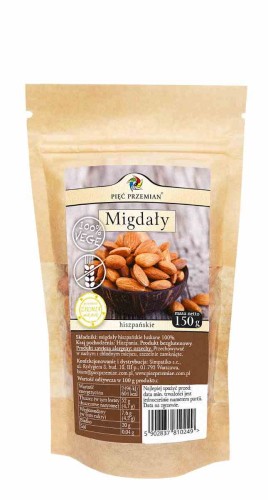 MIGDAŁY ŁUSKANE BEZGLUTENOWE 150 g - PIĘĆ PRZEMIAN