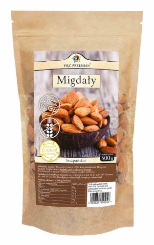 MIGDAŁY ŁUSKANE BEZGLUTENOWE 500 g - PIĘĆ PRZEMIAN