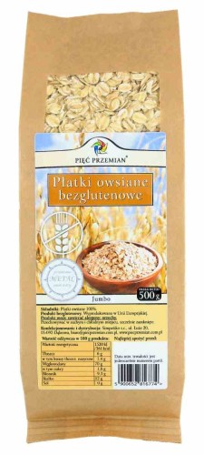 PŁATKI OWSIANE BEZGLUTENOWE JUMBO 500 g - PIĘĆ PRZEMIAN