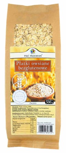 PŁATKI OWSIANE BEZGLUTENOWE ZWYKŁE 500 g - PIĘĆ PRZEMIAN