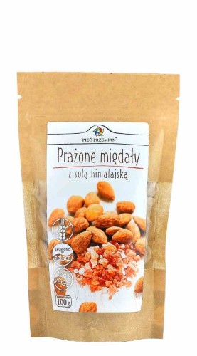PRAŻONE MIGDAŁY Z SOLĄ HIMALAJSKĄ BEZGLUTENOWE 100 g - PIĘĆ PRZEMIAN