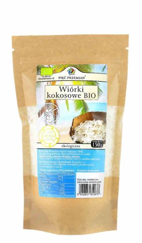 WIÓRKI KOKOSOWE BEZGLUTENOWE BIO 150 g - PIĘĆ PRZEMIAN