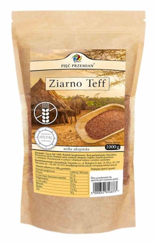 ZIARNO TEFF BEZGLUTENOWE 1000 g - PIĘĆ PRZEMIAN