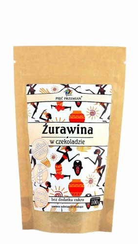 ŻURAWINA W CZEKOLADZIE BEZ CUKRU 100 g - PIĘĆ PRZEMIAN