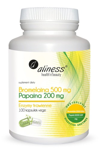 BROMELAINA 500mg, PAPAINA 200 mg x 100 VEGE caps. - ALINESS