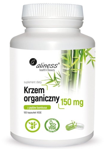 KRZEM ORGANICZNY Z PĘDÓW BAMBUSA 150 mg x 100 VEGE caps. - ALINESS