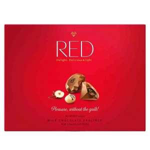 Praliny z Mlecznej Czekolady z Nadzieniem Orzechowym 35% Mniej Kalorii 132 g - Red Delight