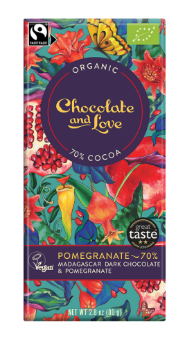 CZEKOLADA SZWAJCARSKA GORZKA Z GRANATEM FAIR TRADE BIO 80 g - CHOCOLATE AND LOVE
