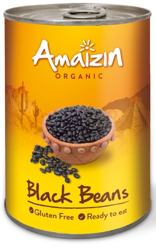 FASOLA CZARNA W ZALEWIE BEZGLUTENOWA BIO 400 g (240 g) (PUSZKA) - AMAIZIN