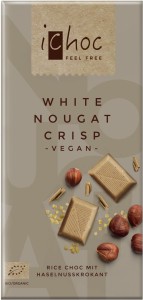 ICHOC TABLICZKA BIAŁA NUGATOWA Z ORZECHAMI LASKOWYMI (NA NAPOJU RYŻOWYM) BIO 80 g - ICHOC (VIVANI)