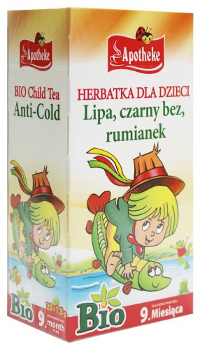 HERBATKA DLA DZIECI - LIPA, CZARNY BEZ, RUMIANEK BIO (20 x 1,5 g) 30 g - APOTHEKE