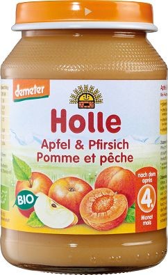 DESEREK JABŁKO - BRZOSKWINIA BEZGLUTENOWY PO 5 MIESIĄCU DEMETER BIO 190 g (SŁOIK) - HOLLE