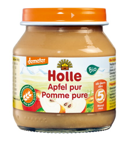 PUREE Z JABŁKA BEZ DODATKU CUKRÓW BEZGLUTENOWE PO 5 MIESIĄCU DEMETER BIO 125 g (SŁOIK) - HOLLE