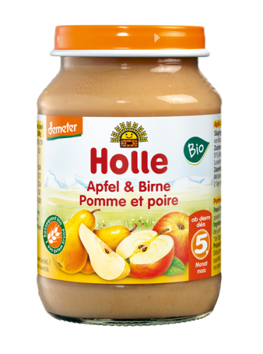 DESEREK JABŁKO - GRUSZKA BEZGLUTENOWY PO 5 MIESIĄCU DEMETER BIO 190 g (SŁOIK) - HOLLE