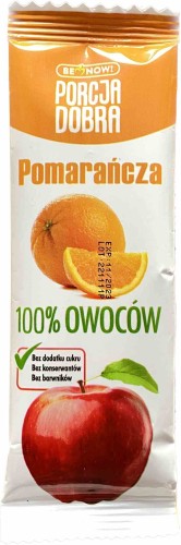 LISTEK OWOCOWY PORCJA DOBRA JABŁKOWO - POMARAŃCZOWA PRZEKĄSKA 16 g - PURE LIFE