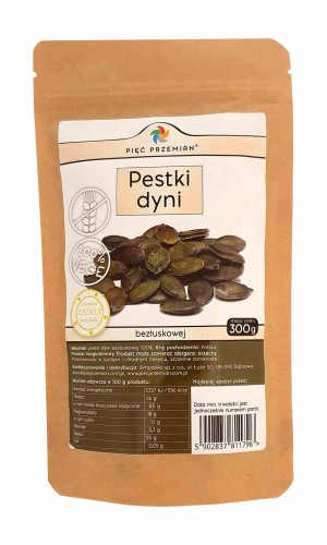 PESTKI DYNI BEZŁUSKOWEJ BEZGLUTENOWE 300 g - PIĘĆ PRZEMIAN