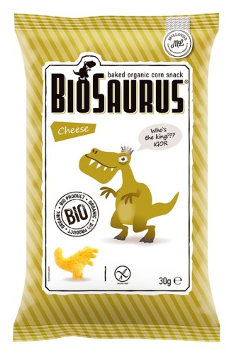 CHRUPKI KUKURYDZIANE DINOZAURY O SMAKU SEROWYM BEZGLUTENOWE BIO 30 g - BIO SAURUS