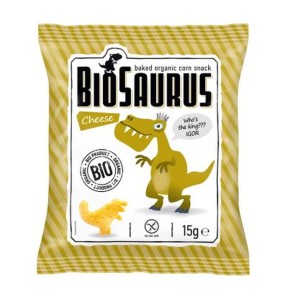 CHRUPKI KUKURYDZIANE DINOZAURY O SMAKU SEROWYM BEZGLUTENOWE BIO 15 g - BIO SAURUS