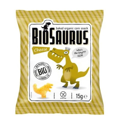 CHRUPKI KUKURYDZIANE DINOZAURY O SMAKU SEROWYM BEZGLUTENOWE BIO 15 g - BIO SAURUS