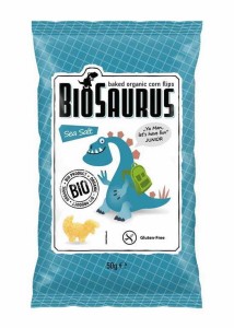 CHRUPKI KUKURYDZIANE DINOZAURY Z SOLĄ MORSKĄ BEZGLUTENOWE BIO 50 g - BIO SAURUS