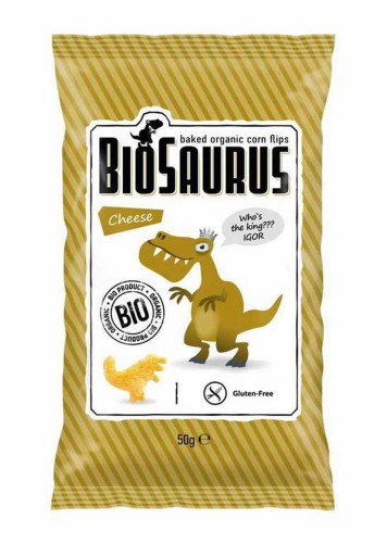 CHRUPKI KUKURYDZIANE DINOZAURY O SMAKU SEROWYM BEZGLUTENOWE BIO 50 g - BIO SAURUS
