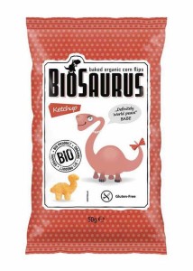 CHRUPKI KUKURYDZIANE DINOZAURY O SMAKU KETCHUPOWYM BEZGLUTENOWE BIO 50 g - BIO SAURUS