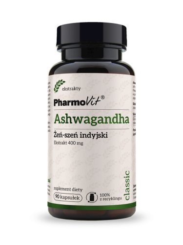 ASHWAGANDHA EKSTRAKT 90 KAPSUŁEK 45 g (400 mg) - PHARMOVIT (CLASSIC)