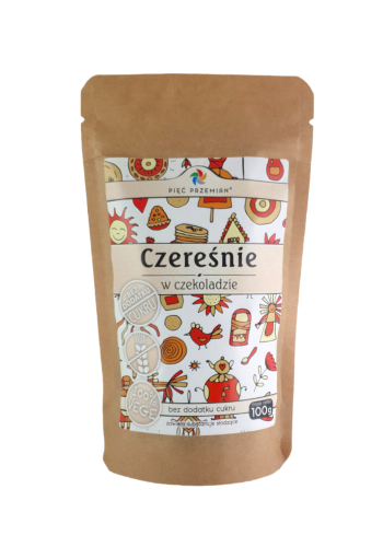 CZEREŚNIE SUSZONE W CZEKOLADZIE BEZGLUTENOWE 100 g - PIĘĆ PRZEMIAN