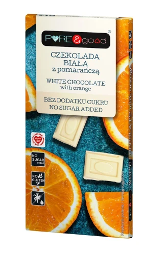 CZEKOLADA BIAŁA Z POMARAŃCZĄ BEZ DODATKU CUKRU BEZGLUTENOWA 75 g - PURE&amp;GOOD