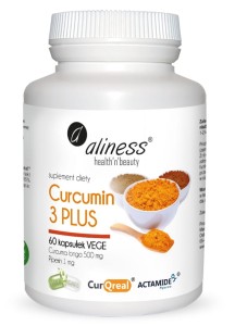 CURCUMIN COMPLEX3 PLUS CURCUMA LONGA 500 mg PIPERIN 1 mg 60 kapsułek vege - ALINESS