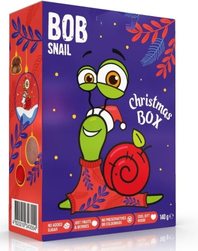 ZESTAW ŚWIĄTECZNY - PRZEKĄSKI OWOCOWE Z ZABAWKĄ 140 g - BOB SNAIL (PRODUKT SEZONOWY)