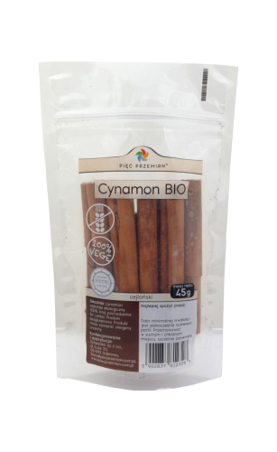 CYNAMON CEJLOŃSKI KORA (LASKI) BEZGLUTENOWY BIO 45 g - PIĘĆ PRZEMIAN